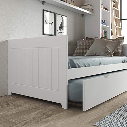 MOBLED Cama Nido Juvenil Doble Blanca LACADA 90x190