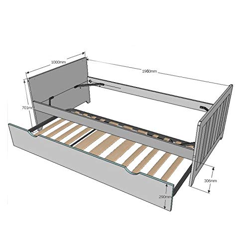 MOBLED Cama Nido Juvenil Doble Blanca LACADA 90x190