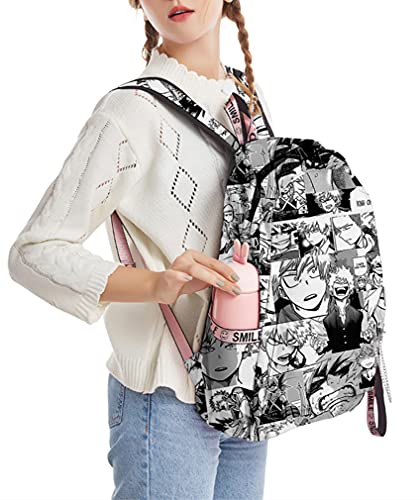 Mochila Escolar Anime My Hero Academia – Mochila de 17 pulgadas MHA Bakugo Deku Todoroki Toga Mochila para De Primaria Y Secundaria, adolescentes y niñas, Bakugou Katsuki, Large