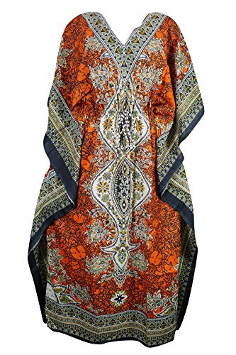 Mogul New - Vestido tipo kimono tipo túnica kaftan, tamaño libre (naranja)