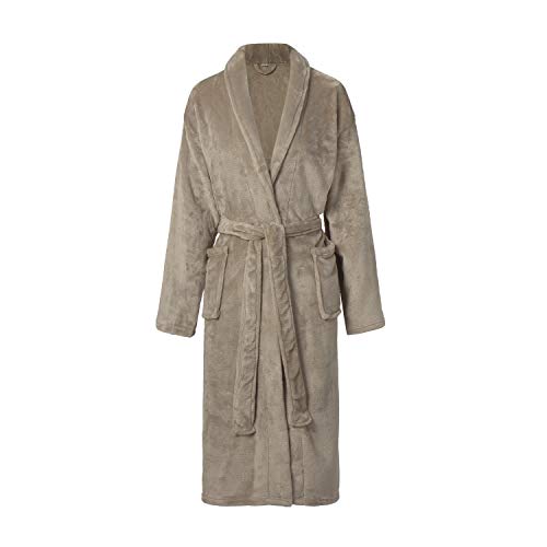 Montse Interiors Bata o Albornoz Unisex Coralina Tacto Seda o Visón Homewear (Bata CORDADA Coral Taupe, S/M)