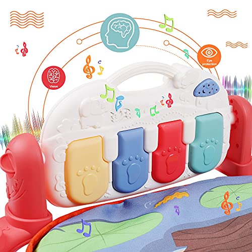 MOOKLIN ROAM Alfombra Piano Gimnasio para Bebés, Música Juegos de Pataditas Alfombra de Aprendizaje con Motivo de Animales, Sonidos y Accesorios, Juguete Regalos para Bebés Nacidos