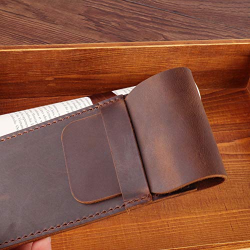 MOPOIN Estuche de cuero retro para bolígrafo, 16,5 x 7 cm Estuche para bolígrafo Estuche para bolígrafo suave Funda protectora para bolígrafo Vintage Portaplumas para 1-5 bolígrafos, marrón
