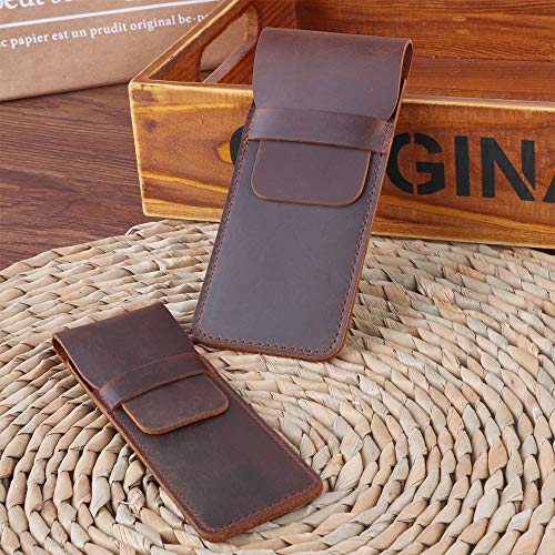 MOPOIN Estuche de cuero retro para bolígrafo, 16,5 x 7 cm Estuche para bolígrafo Estuche para bolígrafo suave Funda protectora para bolígrafo Vintage Portaplumas para 1-5 bolígrafos, marrón