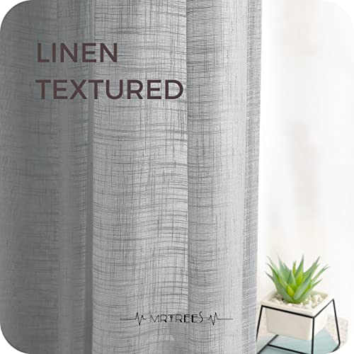 MRTREES Cortinas de Dormitorio Comedor Salon Cocina Habitacion 2 Piezas 140×245cm Visillos Gris Translúcidas Modernas de Lino Aspecto con Ojales para Ventanas Sala para Niños Sala Cuarto Baño