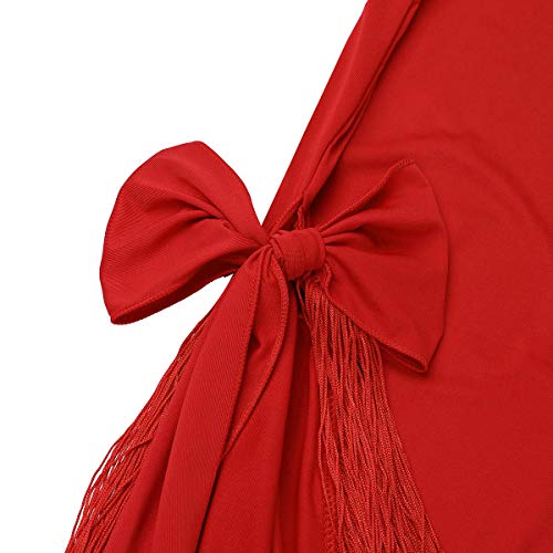 MSemis Vestido Baile Latino con Flecos para Niñas Traje Profesional Salsa Tango Rumba Vestido Danza Contemporánea Disfraz Bailarina con Accesorios Ropa Rendimiento Rojo 5-6 años