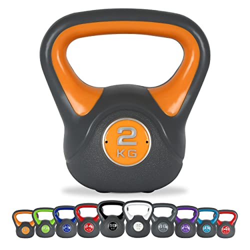 MSPORTS Pesa rusa de 2 a 20 kg, incluye póster con ejercicios, 2 kg, color amarillo