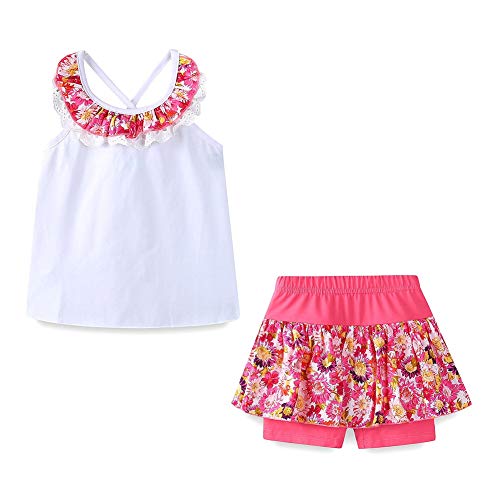 Mud Kingdom Filles Conjunto Flor Cordón Collar Verano Fiesta Blanco 3-4 años