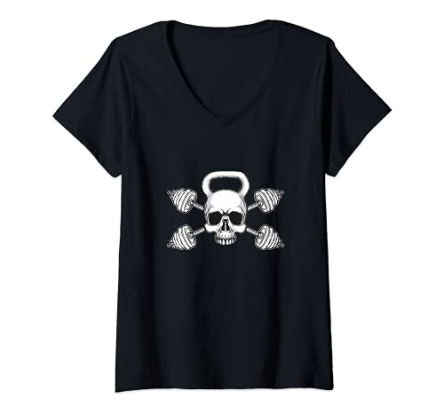 Mujer Kettlebell - Pesas de pesas para ejercicio Camiseta Cuello V