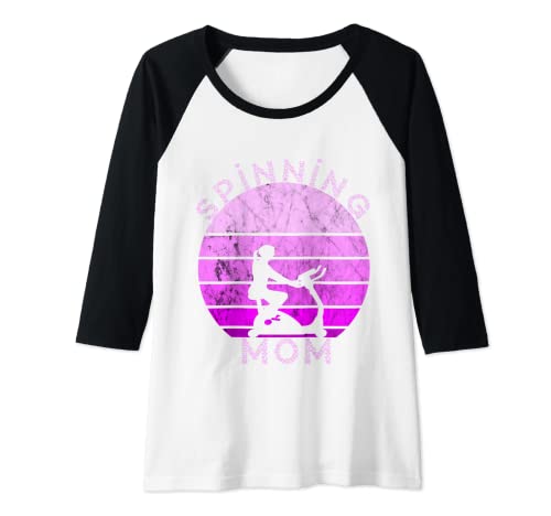 Mujer Spinning Mamá Interior Spinning Clase Bicicleta Entrenamiento Madre Camiseta Manga Raglan