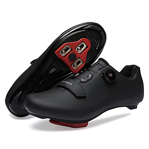 Mujer Zapatillas de Ciclismo para Hombre Zapatillas de Bicicleta de Carretera compatibles con Look SPD SPD-SL Delta Cleats Zapatillas de Spinning para Interiores Exteriores Todo Negro260