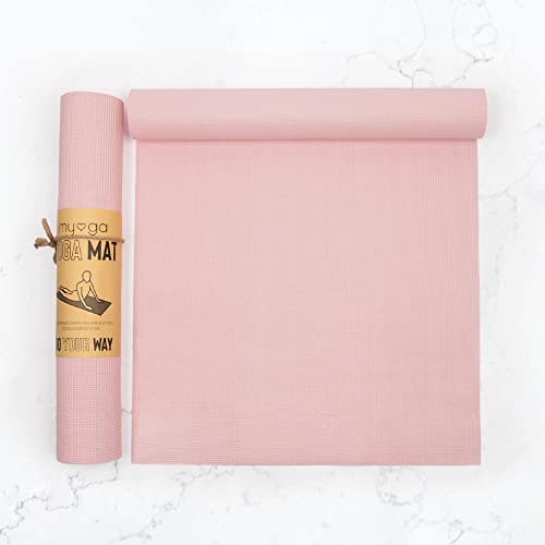 Myga RY1461 - Esterilla De Yoga De Nivel De Entrada - Ejercicio Básico Para El Hogar, Gimnasio, Estudio De Yoga - 173 x 61 cm 4 mm De Grosor - Mostaza