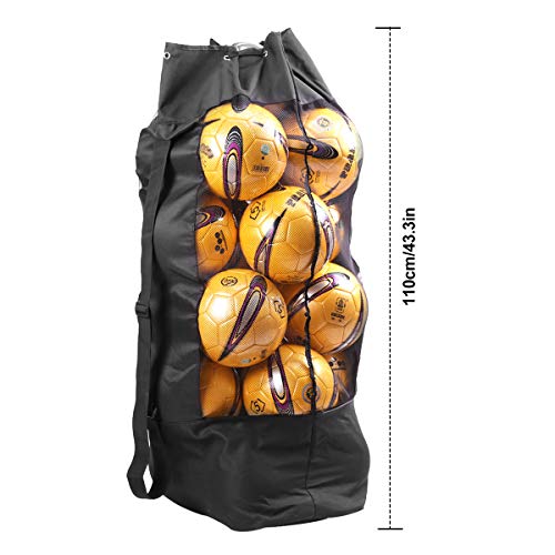 NATUCE 10-15 Bolas Bolsa de Fútbol de Malla Impermeable Extra Grande, 110 * 49 cm Bolsa de Deporte de Alta Resistencia, Bolso de Hombro, Baloncesto, Voleibol, Bolsa de Almacenamiento con Cordón