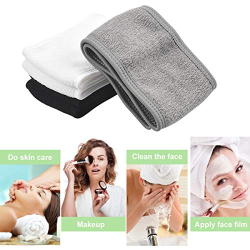 NATUCE 3PCS Pelo Banda para Maquillaje, Diademas para Mujer, Ajustable Pelo Banda, Toalla de rizo tipo diadema, maquillaje cara Wash ducha diadema para tratamientos faciales o maquillaje