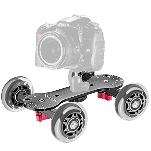 Neewer Scaled Cámara Cuadro Dolly Slider con 10Kg Capacidad de Carga Diseño de Patinador Varillas de Aluminio Giratorio Ruedas de Goma(1/4,3/8" Tornillo para DSLR Cámaras de Vídeo)