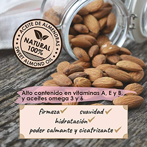 New Comfort Aceite de Almendras 100% Puro y Natural 1 Litro, Hidrata y Cuida Piel, Uñas y Cabello, con Vitamina e, Prensado en Frío, Marrón, 1000 Mililitros