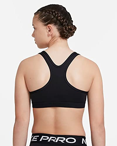 NIKE G NK Swoosh Bra Sports, Black/(White) (c/o), M Girls