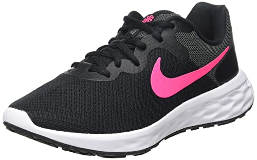 Nike Revolution 6, Road Running Shoe Mujer, Black/Hyper Pink-Iron Grey, 38 EU