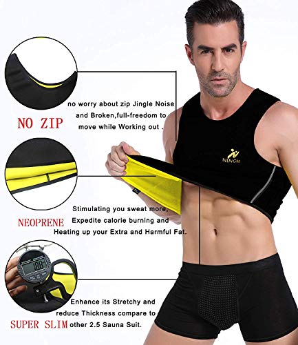 NINGMI Chaleco Sauna Hombre Entrenador Cintura de Neopreno Fajas Reductoras Efecto Camiseta para Correr
