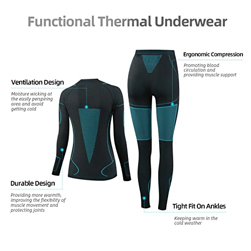 NOOYME Ropa Termica Mujer Ropa Interior para esquí Transpirable y térmica Ropa Interior térmica para otoño e Invierno antibacteriana y Flexible Conjuntos Ropa Térmica Mujer