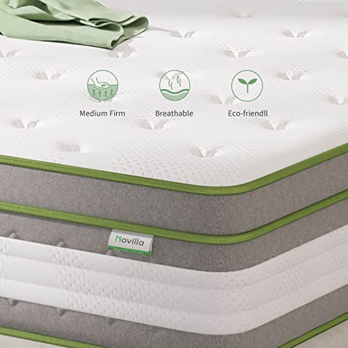 Novilla Colchones 90x190 Muelles Ensacados | Colchón Híbrido de Gel Viscoelástico Cómodo y Transpirable | Sueño Fresco | Aislamiento del Movimiento y Soporte de Los Bordes | Altura 27cm