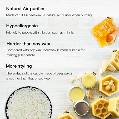 NRANSON Vela Haciendo Kit de DIY derretir Cera Kit para Principiantes Vela Suministros con 500ml de Cera más cálido 4PCS Cera de Abejas 2PCS Vela tarros Vela moldes para 50PCS Vela mechas