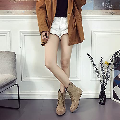 NUSGEAR 2021 Botas Mujer Botines Otoño Invierno Vintage Botines Mujer con Cordones Zapatos de Mujer Botas Cómodas de tacón Plano Cremallera Bota Corta Casual Talla grande Botas