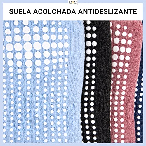 Occulto CALCETINES ANTIDESLIZANTES para MUJER y HOMBRE (2-4 PARES), CALCETINES para YOGA y PILATES MUJER HOMBRE 35-38 2 Pares | Gris Negro