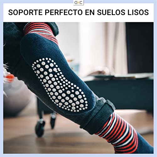 Occulto CALCETINES ANTIDESLIZANTES para NIÑOS (4 PARES), CALCETINES ANTIDESLIZANTES NIÑA hecho de ALGODÓN Rosado(4PARES) 31-34