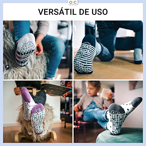 Occulto CALCETINES ANTIDESLIZANTES para NIÑOS (4 PARES), CALCETINES ANTIDESLIZANTES NIÑA hecho de ALGODÓN Rosado(4PARES) 31-34