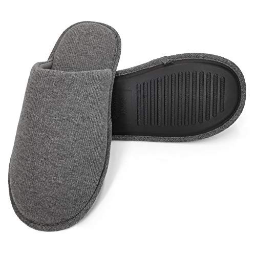 ofoot Zapatillas Estar por Casa Hombre Verano Algodón Orgánico Acogedoras, Pantuflas Planos Espuma Viscoelástica Lavables，Suela de Goma Antideslizante（Gris Oscuro,41/42 EU)