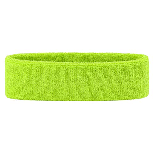 ONUPGO Juego de bandas para el sudor para niños - Banda deportiva de algodón para deportes (1 diadema + 2 pulseras) (verde neón)