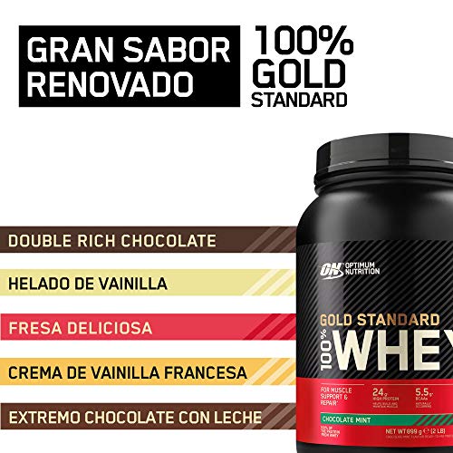 Optimum Nutrition Gold Standard 100% Whey Proteína en Polvo, Glutamina y Aminoácidos Naturales, BCAA, Chocolate y Menta, 29 Porciones, 899 g, Embalaje Puede Variar