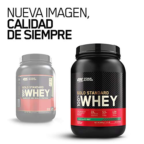 Optimum Nutrition Gold Standard 100% Whey Proteína en Polvo, Glutamina y Aminoácidos Naturales, BCAA, Chocolate y Menta, 29 Porciones, 899 g, Embalaje Puede Variar