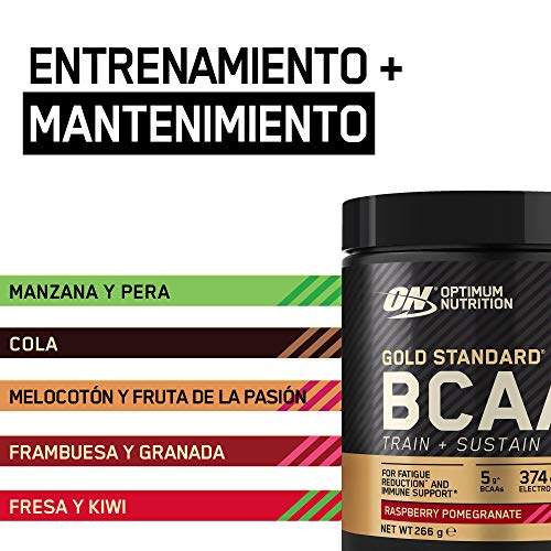 Optimum Nutrition Gold Standard BCAA Polvo, Suplementos Deportivos con Aminoacidos, Vitamina C, Zinc, Magnesio y Electrolitos, Frambuesa y Granada, 28 Porciones, 266g, Embalaje Puede Variar