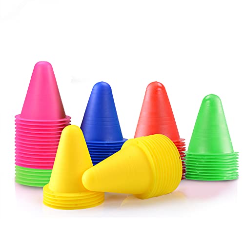 OurTop Conos de Patinaje, 75 Piezas Cono de Tráfico de Entrenamiento Deportivo Slalom Conos De Agilidad Cono Entrenamiento Futbol para Entrenamiento Educación Física