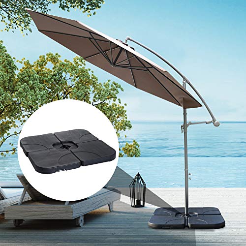 Outsunny Base de Sombrilla o Pie para Parasol Tipo Soporte de 4 Piezas de plástico Negro