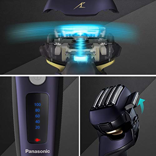 Panasonic ES-LV67-A803 - Afeitadora premium (Motor ultrarrápido, 5 hojas precisión nanométrica, cabezal multiflexible con 16 direcciones, funda de viaje, lavable, ion de litio) morado y negro