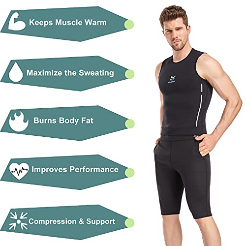 Pantalon Corto Hombre Deporte Adelgazantes, Shorts Deportivos, Pantalón Chandal, Mallas Cortas Running, Pantalones Jogger, Bermudas de SCR-5500 - Efecto Sauna