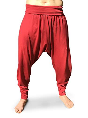 Pantalones Yoga Pilates Harem Etnicos Uniforme Comodos Hombre Mujer Lisos Negro Gris Marino Blanco Tallas Adulto y Tallas Grandes 2XL (Vino, M)