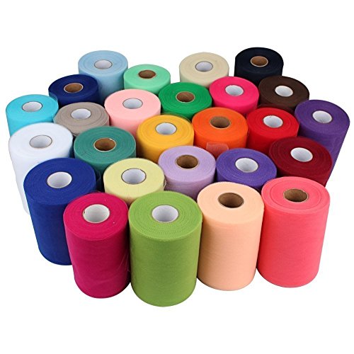 Paor 100 Yardas 15cm de ancho Tela de cinta de tul para la decoración de la fiesta Wraping Craft Bow Girl Tutu Color Verde oscuro/rosa / púrpura Amarillo limón/Azul marino/Blanco (purple)