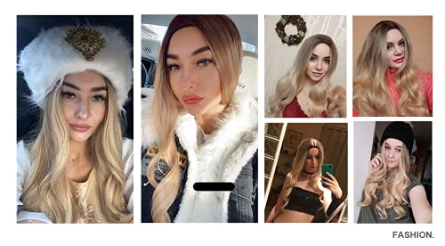 Pelucas de color marrón degradado para mujer, pelo rizado de longitud media, pelucas blancas para mujer, pelucas de cosplay resistentes al calor diarias