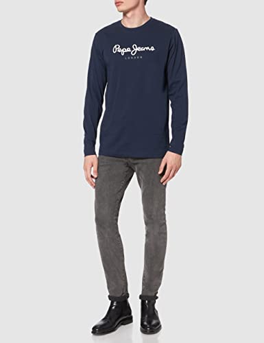 Pepe Jeans Eggo Long Camiseta de Manga Larga, Azul (Navy 595), L para Hombre