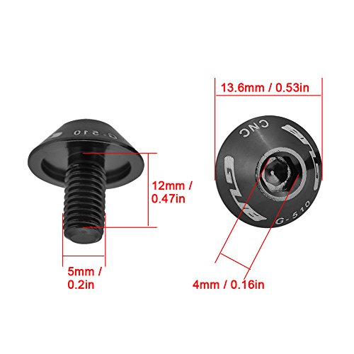 Pernos hexagonales de la jaula de la botella de agua de la bicicleta, tornillos de perno M5 x 12 mm para el soporte de la jaula de la botella de agua de la bicicleta, 2 piezas(Negro)