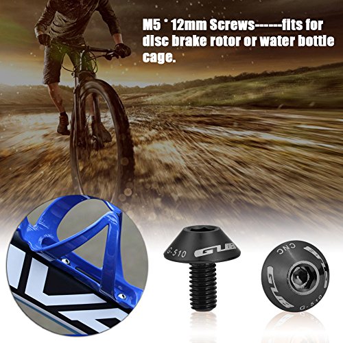Pernos hexagonales de la jaula de la botella de agua de la bicicleta, tornillos de perno M5 x 12 mm para el soporte de la jaula de la botella de agua de la bicicleta, 2 piezas(Negro)