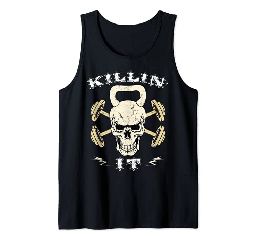 Pesas de entrenamiento de calavera vintage con pesas de levantamiento muerto Camiseta sin Mangas