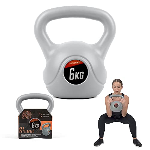 Phoenix Fitness RY931- Kettlebell De Entrenamiento, Peso Máximo De Bell Kettle Para Entrenamiento De Fuerza Y ​​Cardio, 6 kg, Plateado