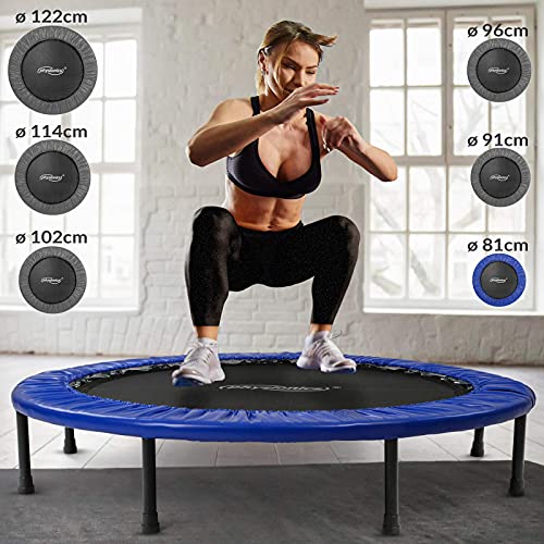 Physionics Mini trampolín en Varias tamaños - Peso máximo: 100 kg - Fitness Trampoline, Trampolín Elástico para jardín y Uso doméstico, Cama Elástica