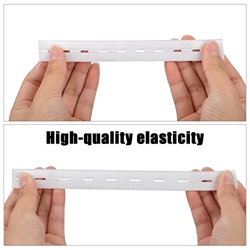 Pinsheng 30M Cinta de Goma Elastica Costura, Elástico con Ojales Banda Elástica Costura con Botones para Pantalón Pretinas Maternidad Ropa Coser Ropa Personalizada (Blanco)