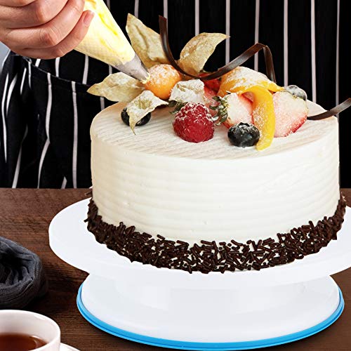 Plato giratorio para tartas con fondo antideslizante, herramienta para decorar tartas, acero inoxidable Máquina para hacer tartas fácil de limpiar para
